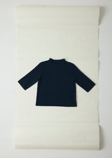 Fine Wool Cashmere Half Sleeve Sweater Darkest