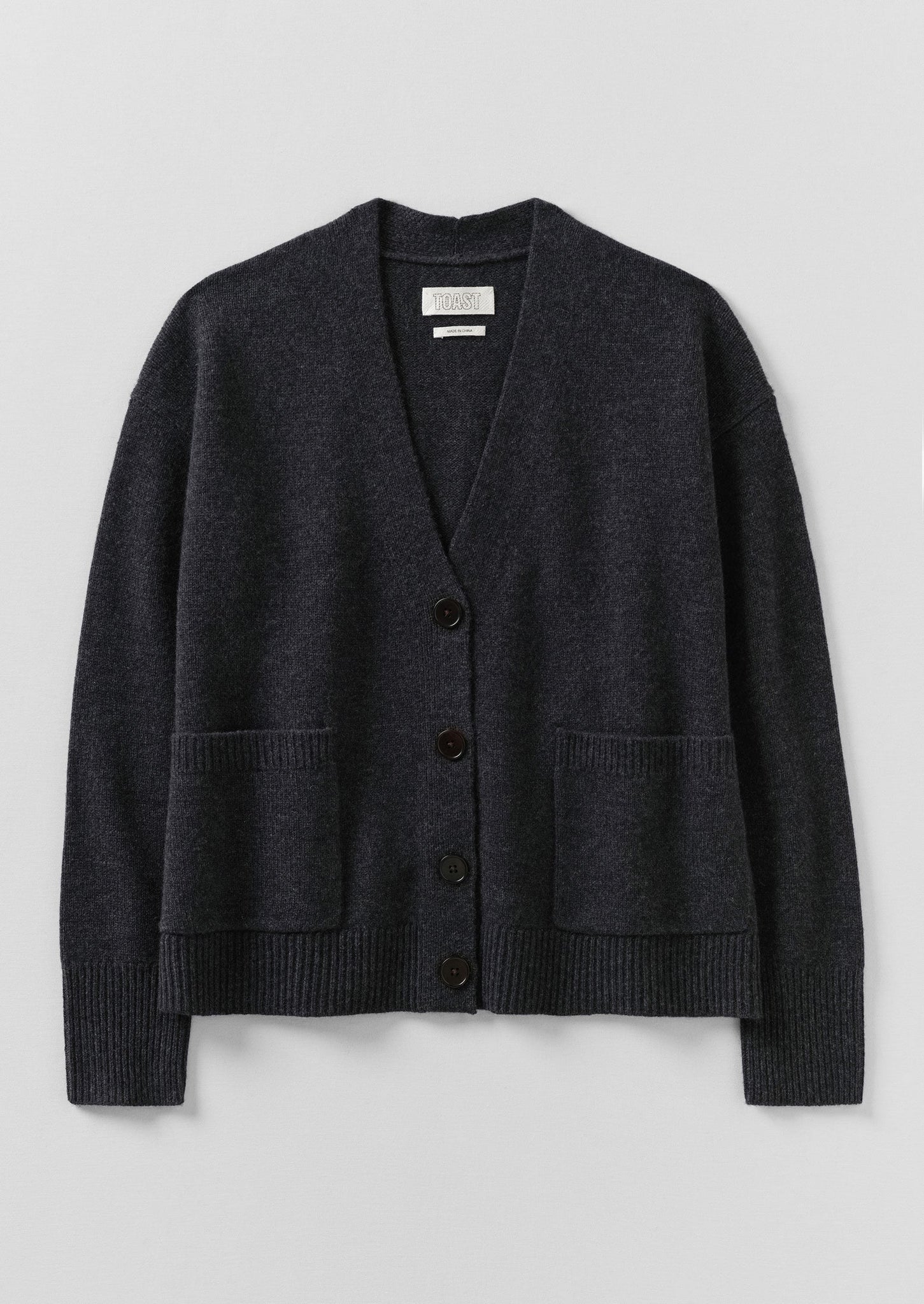 Ffion Wool Cashmere Boxy Cardigan | Charcoal