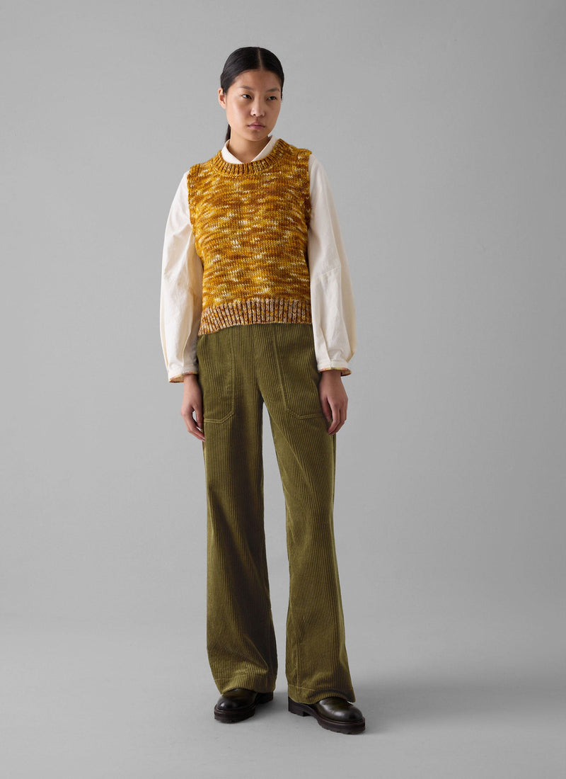 Space Dyed Wool Knitted Tank | Mustard/Putty
