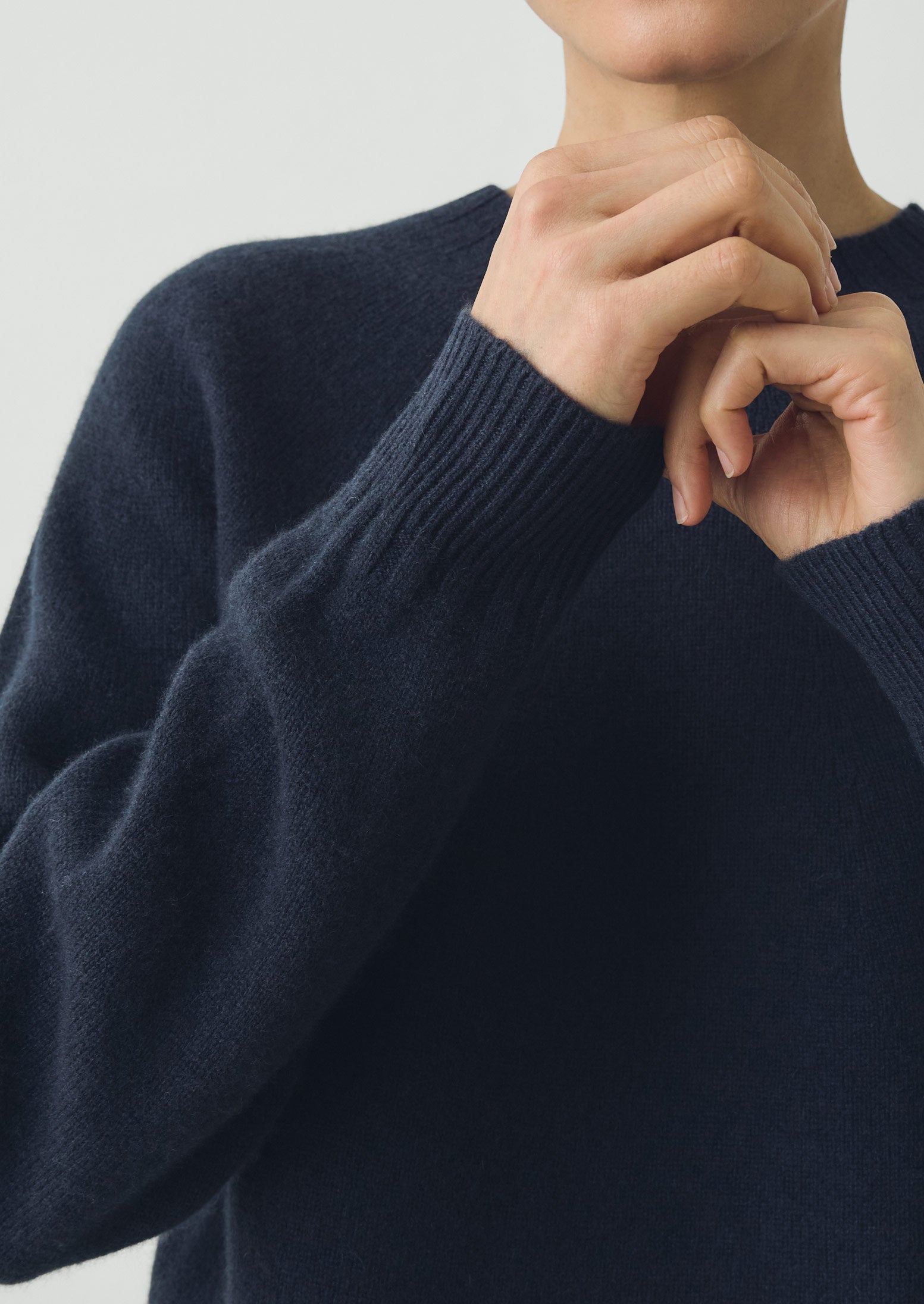 Wool Cashmere Crew Neck Sweater | Dark Navy | TOAST
