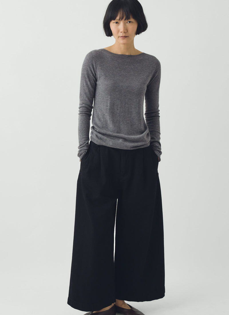 Fine Wool Cashmere Sweater | Grey Melange