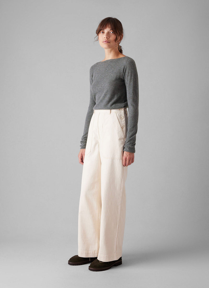 Fine Wool Cashmere Sweater | Grey Melange