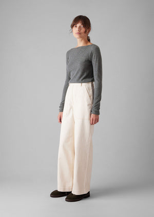 Fine Wool Cashmere Sweater | Grey Melange