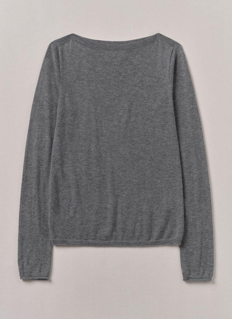 Fine Wool Cashmere Sweater | Grey Melange