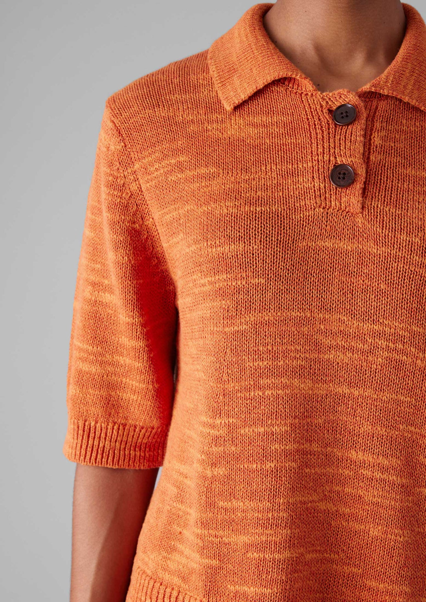 Linen Cotton Slub Knitted Top | Orange Poppy