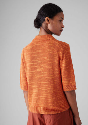 Linen Cotton Slub Knitted Top | Orange Poppy