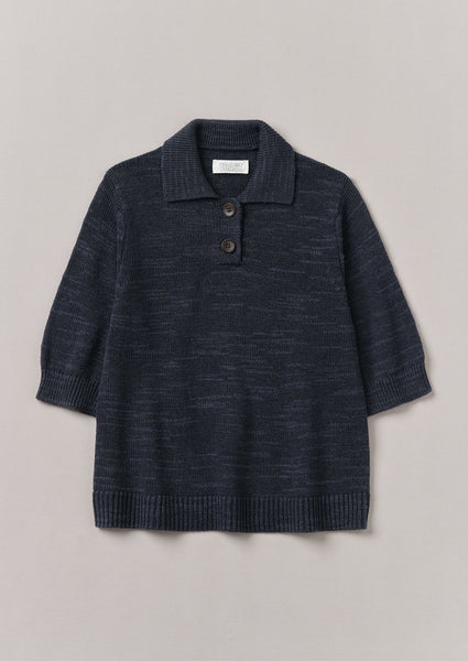 Linen Cotton Slub Knitted Top Dark