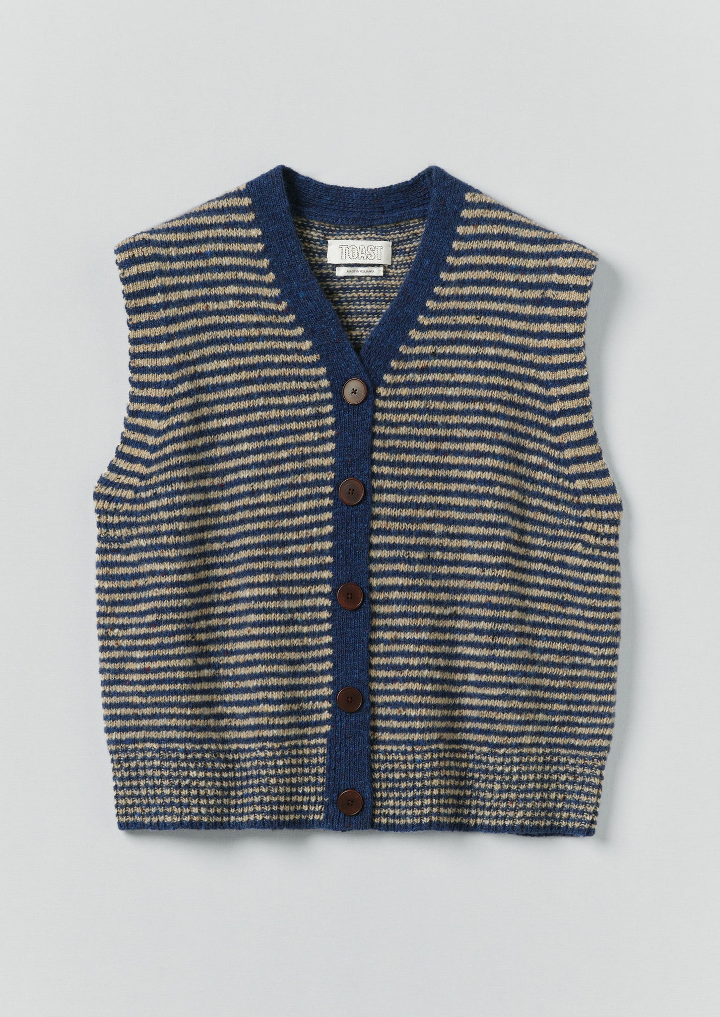 Stripe Donegal V Neck Tank | Ink/Biscuit