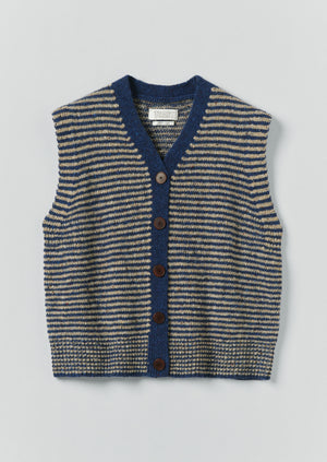 Stripe Donegal V Neck Tank | Ink/Biscuit