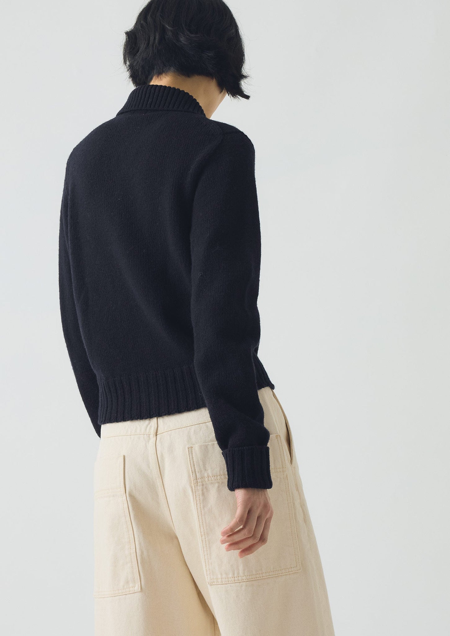 Collared Wool Cardigan | Dark Navy