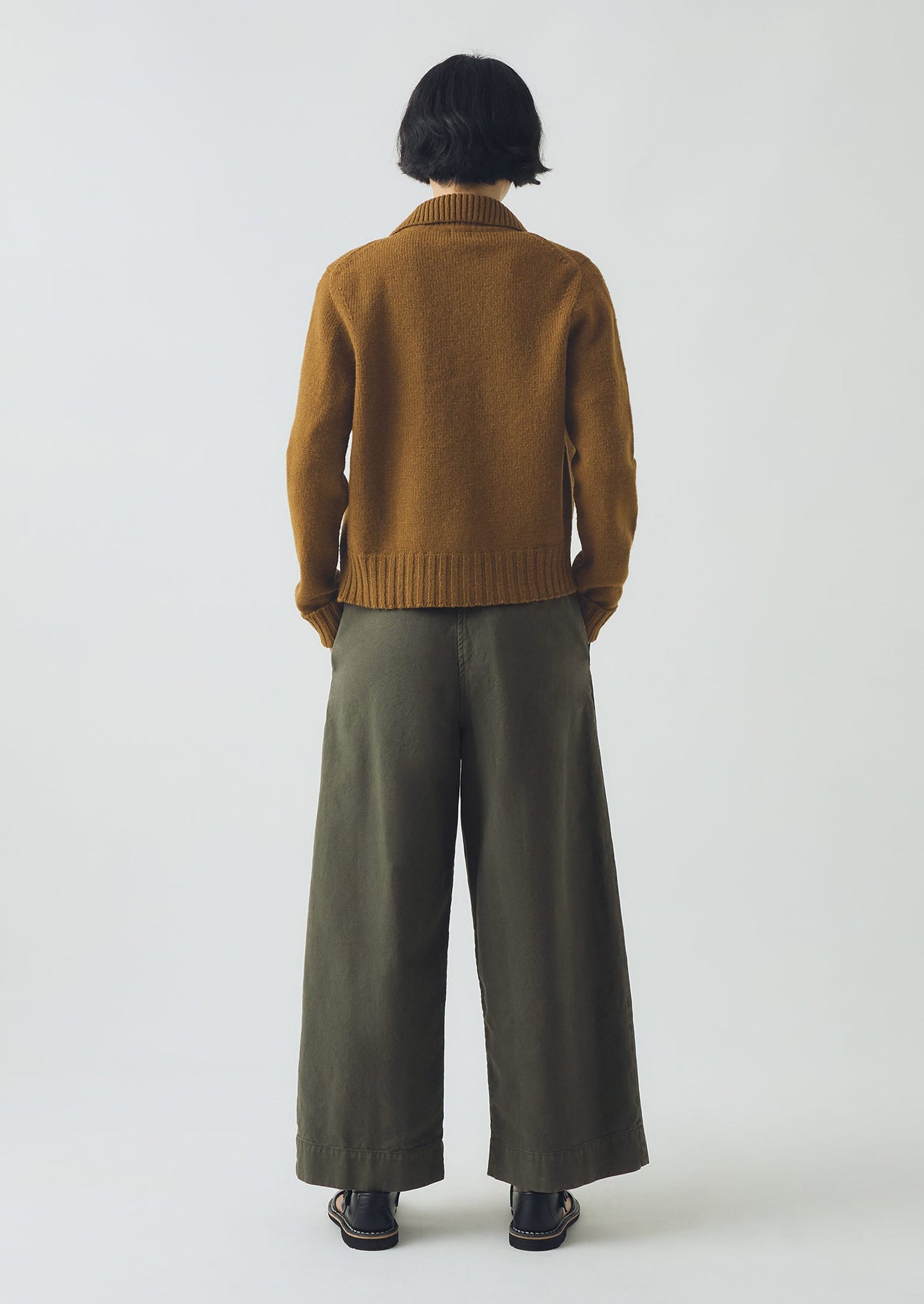 Collared Wool Cardigan | Brass