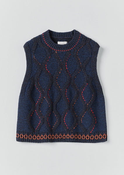 Hand Embellished Cable Tank Multi