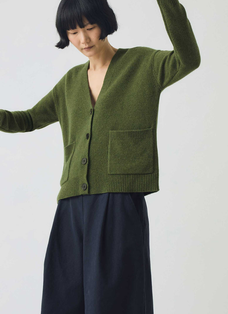 Ffion Wool Cashmere Boxy Cardigan | Lawn Green