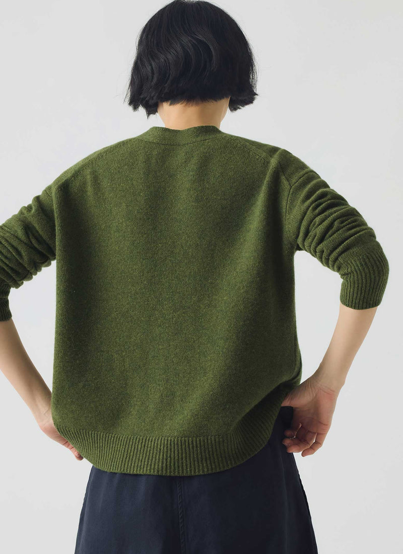 Ffion Wool Cashmere Boxy Cardigan | Lawn Green