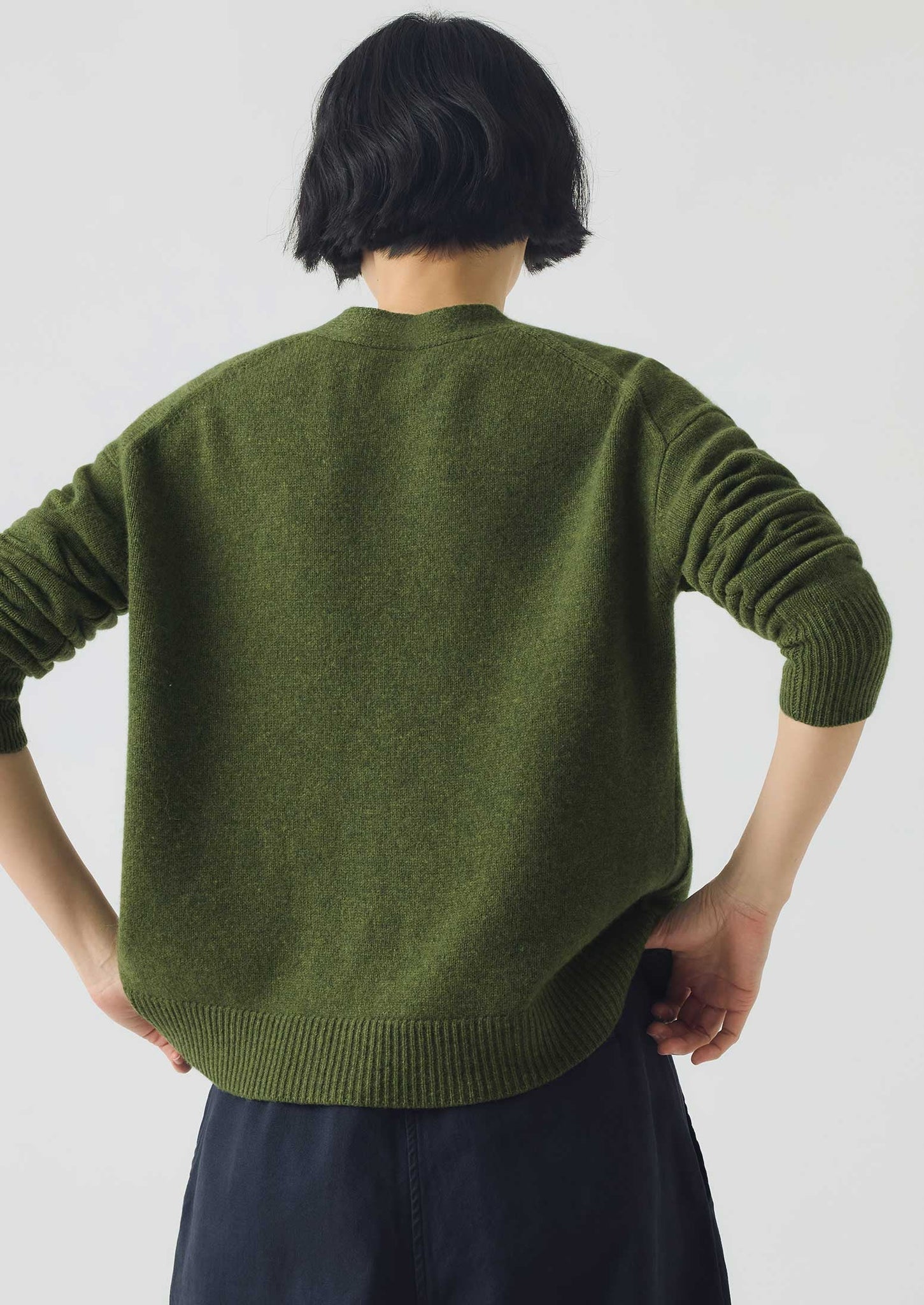 Ffion Wool Cashmere Boxy Cardigan | Lawn Green