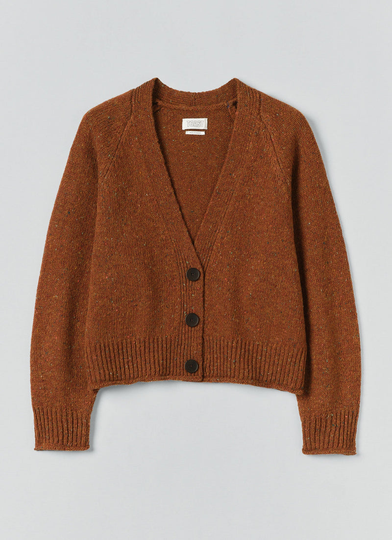 Donegal Wool V Neck Cardigan | Cinnamon