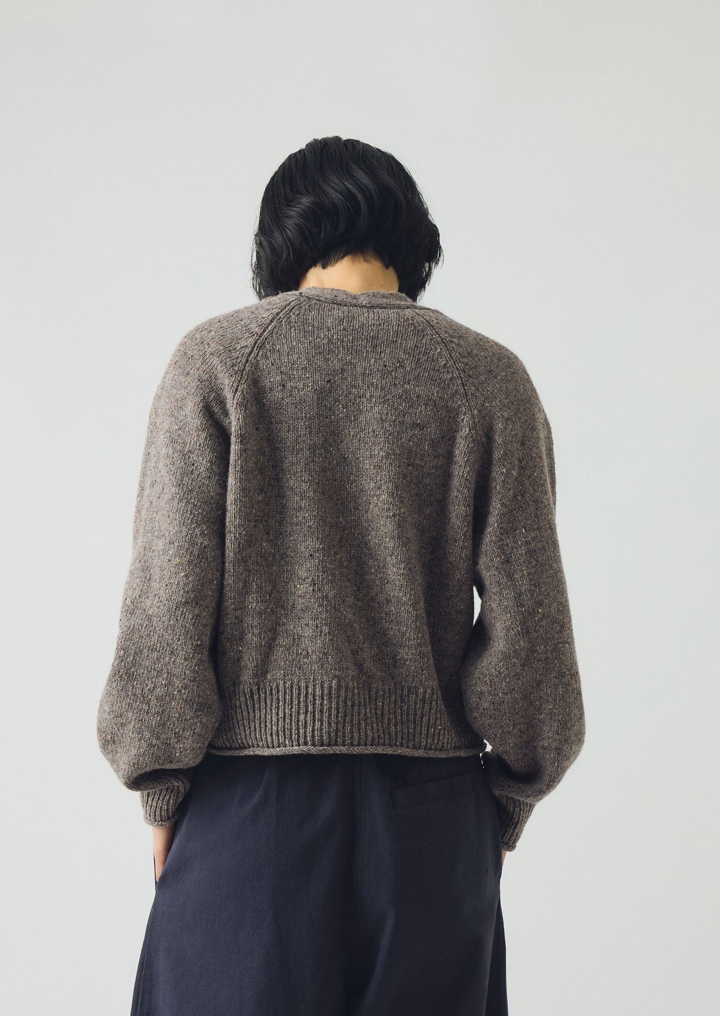 Donegal Wool V Neck Cardigan | Smoke