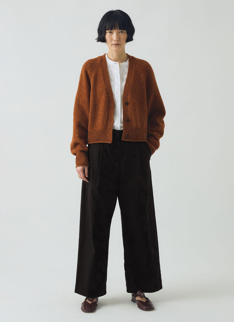 Donegal Wool V Neck Cardigan | Cinnamon
