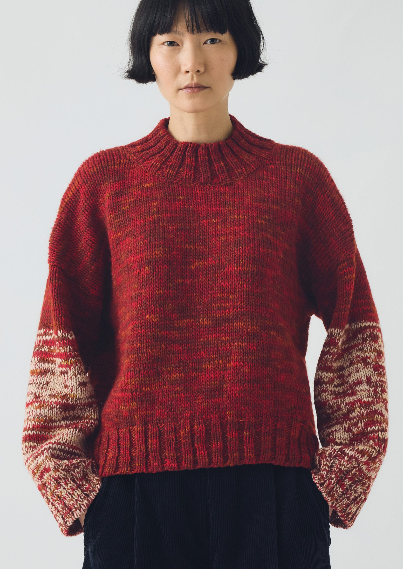 Hand Dyed High Neck Sweater | Claret Red | TOAST