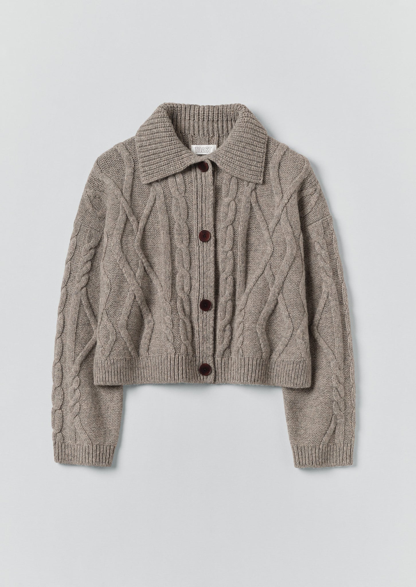 Collared Cable Cardigan | Stone