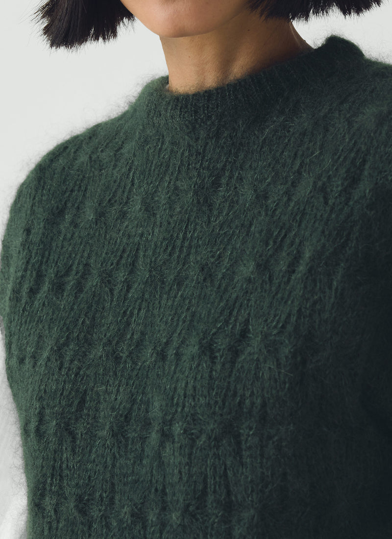 Mohair Cotton Lace Cable Tank | Oil