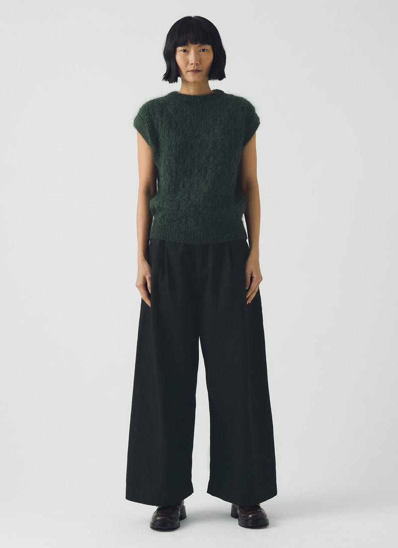 Mohair Cotton Lace Cable Tank | Oil