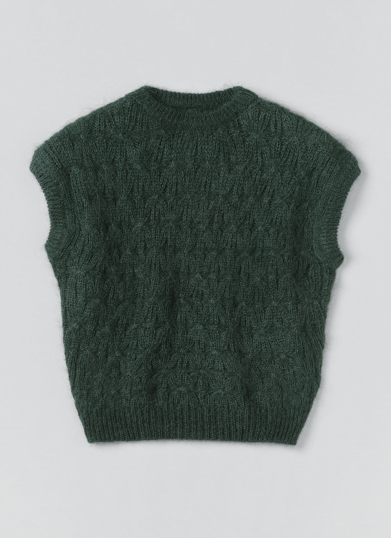 Mohair Cotton Lace Cable Tank | Oil