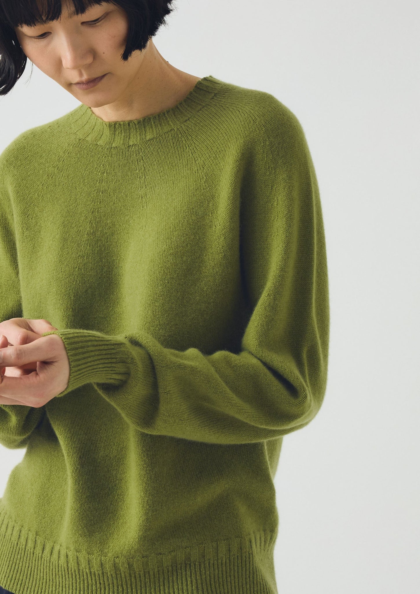 Wool Cashmere Crew Neck Sweater | Soft Green
