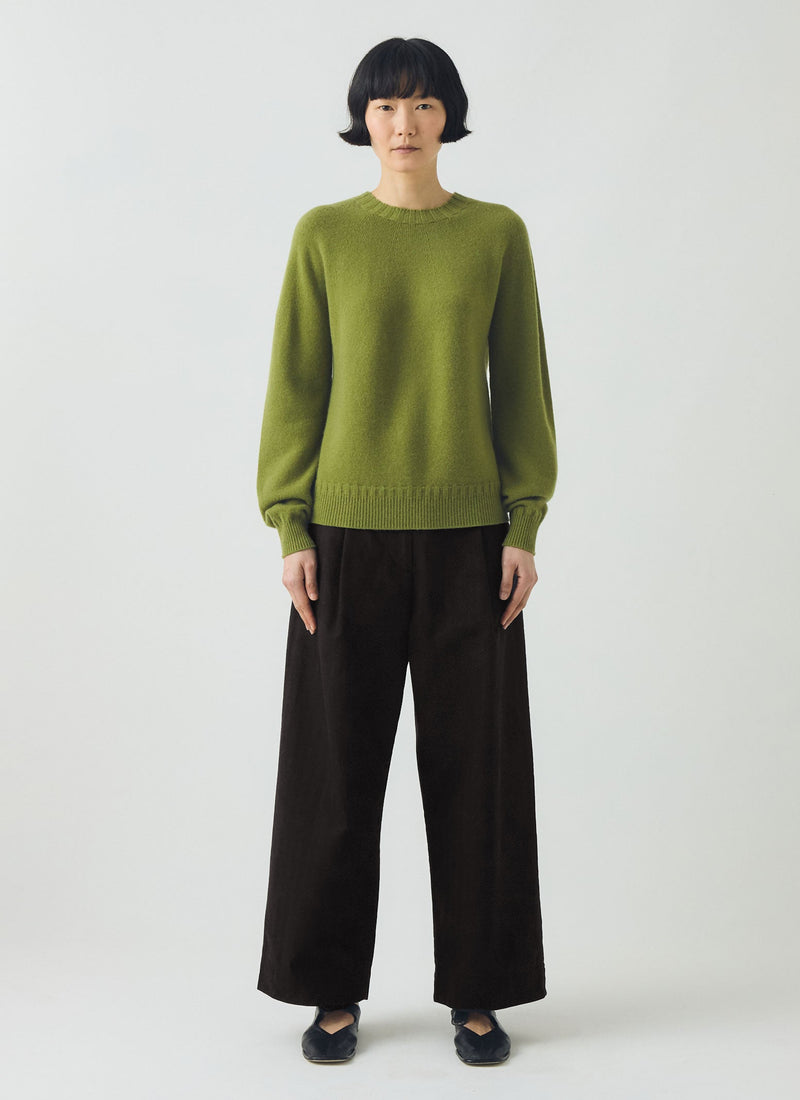 Wool Cashmere Crew Neck Sweater | Soft Green