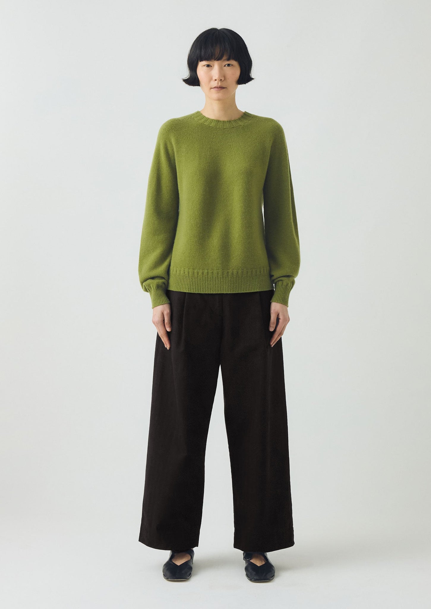 Wool Cashmere Crew Neck Sweater | Soft Green