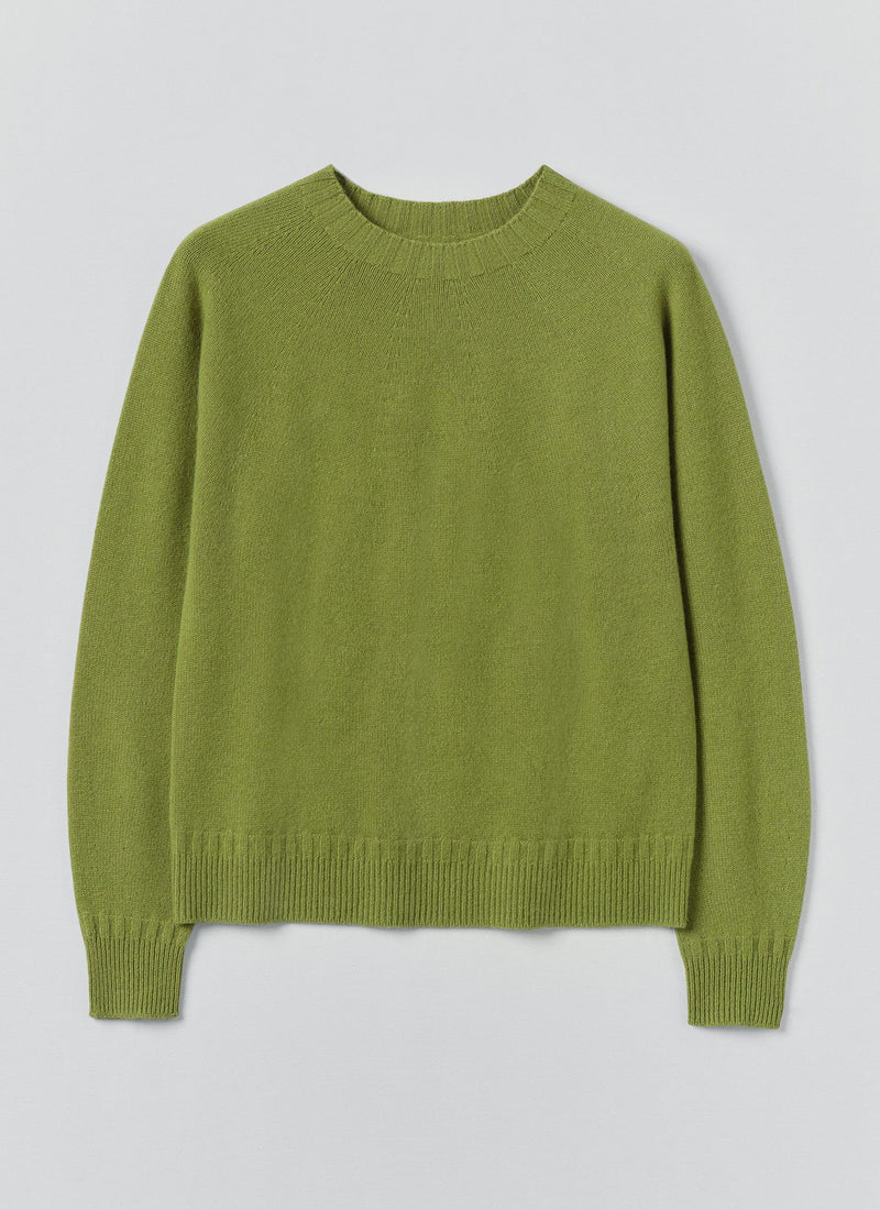 Wool Cashmere Crew Neck Sweater | Soft Green