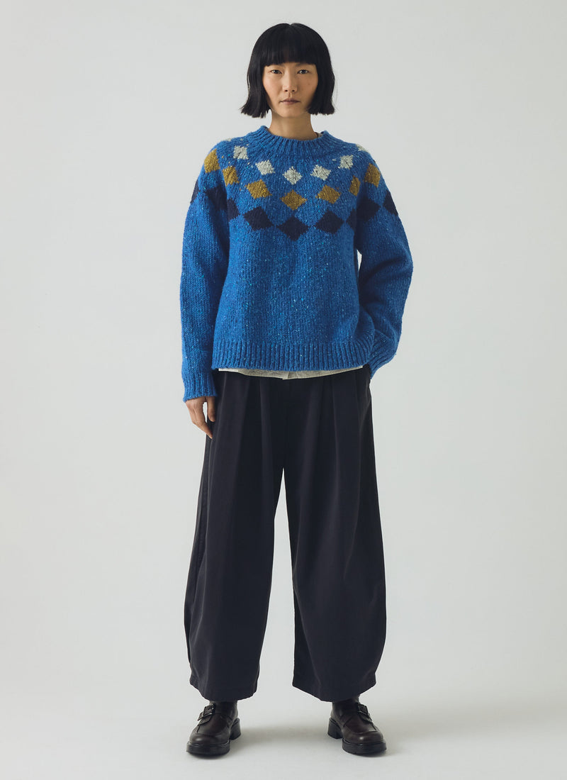 Donegal Diamond Yoke Sweater | Blue Multi