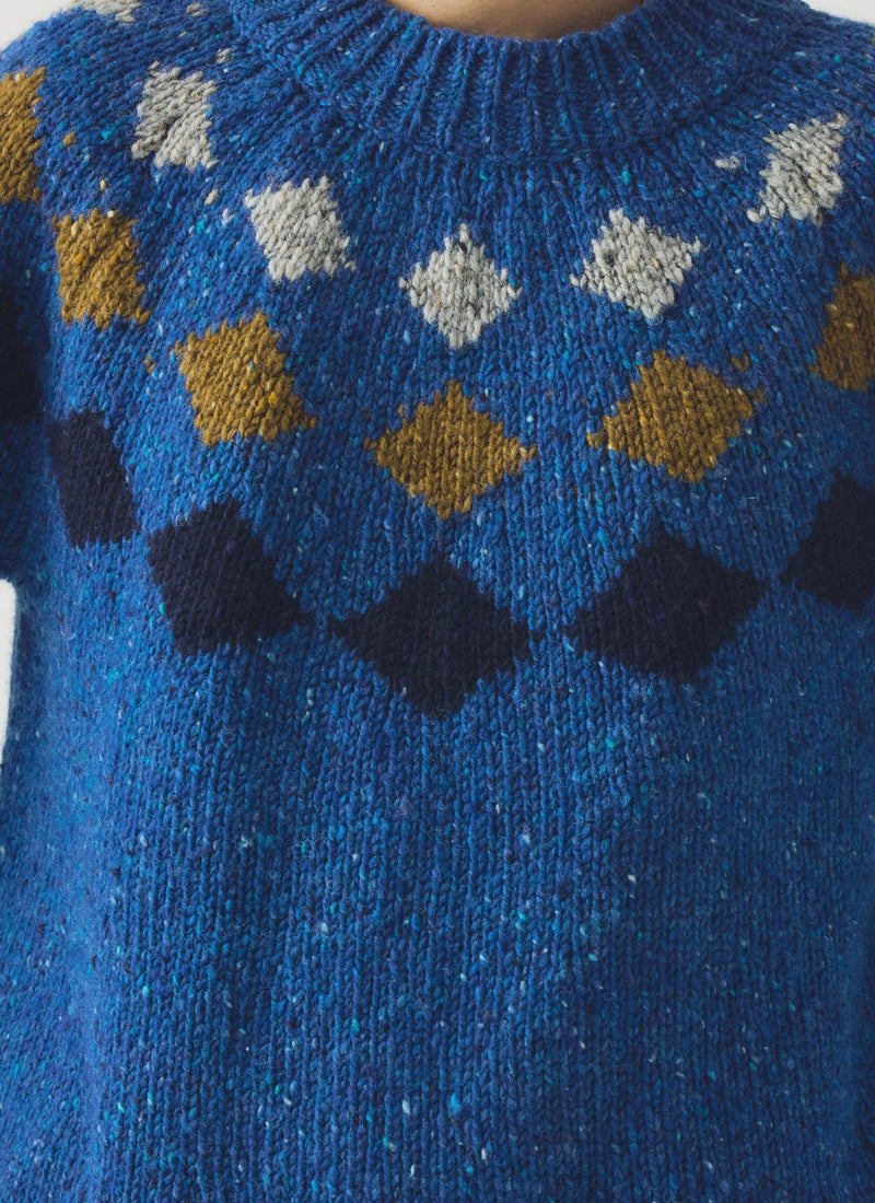 Donegal Diamond Yoke Sweater | Blue Multi
