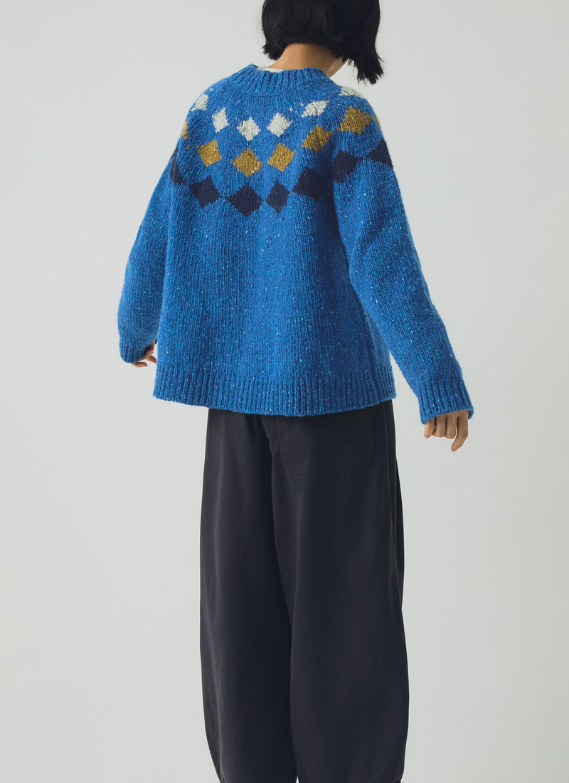 Donegal Diamond Yoke Sweater | Blue Multi