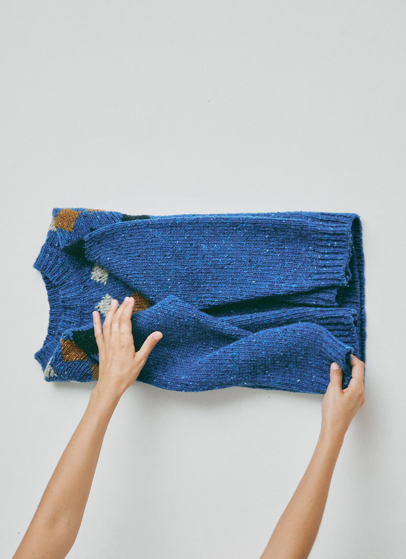 Donegal Diamond Yoke Sweater | Blue Multi