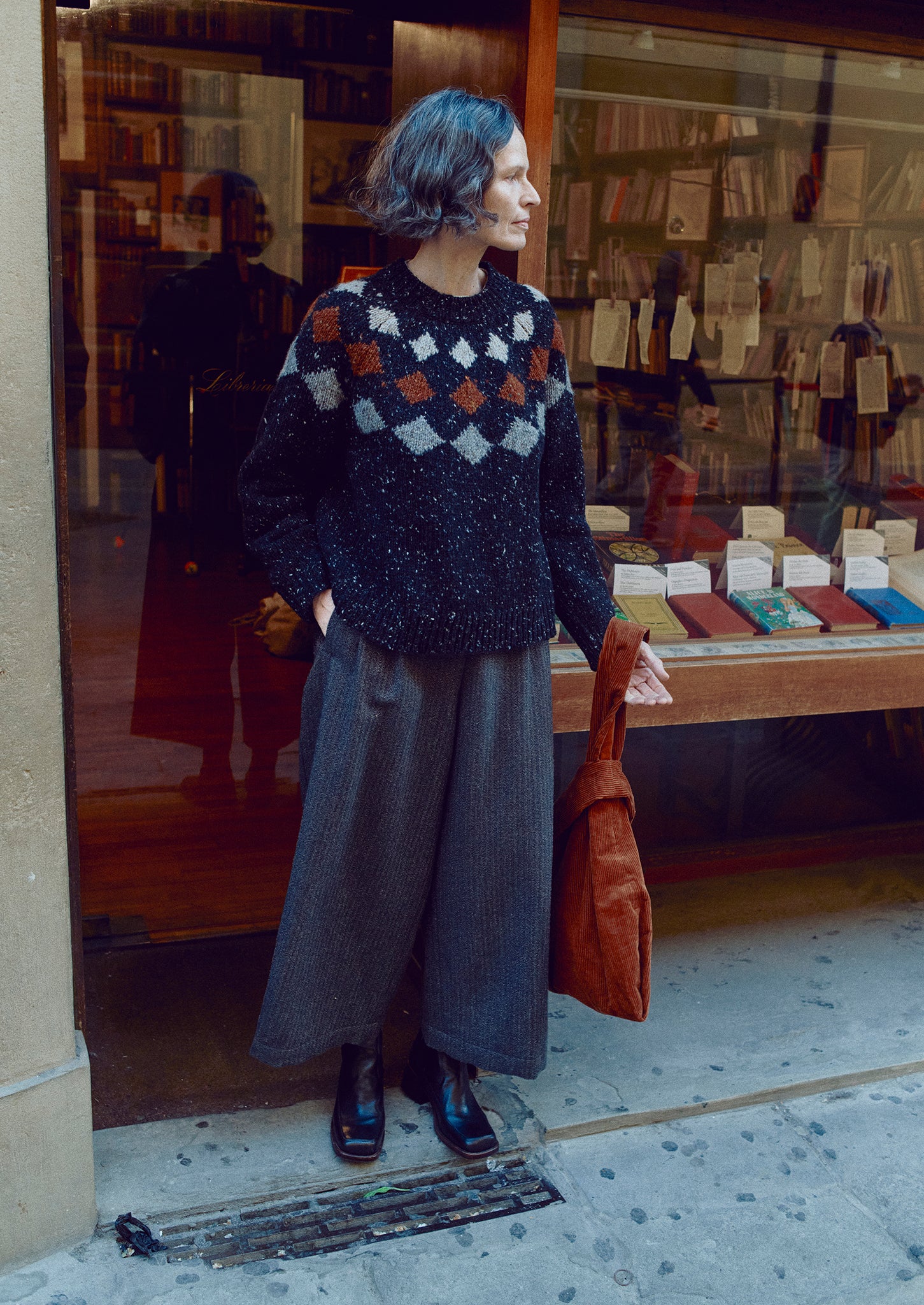 Donegal Diamond Yoke Sweater | Graphite Multi