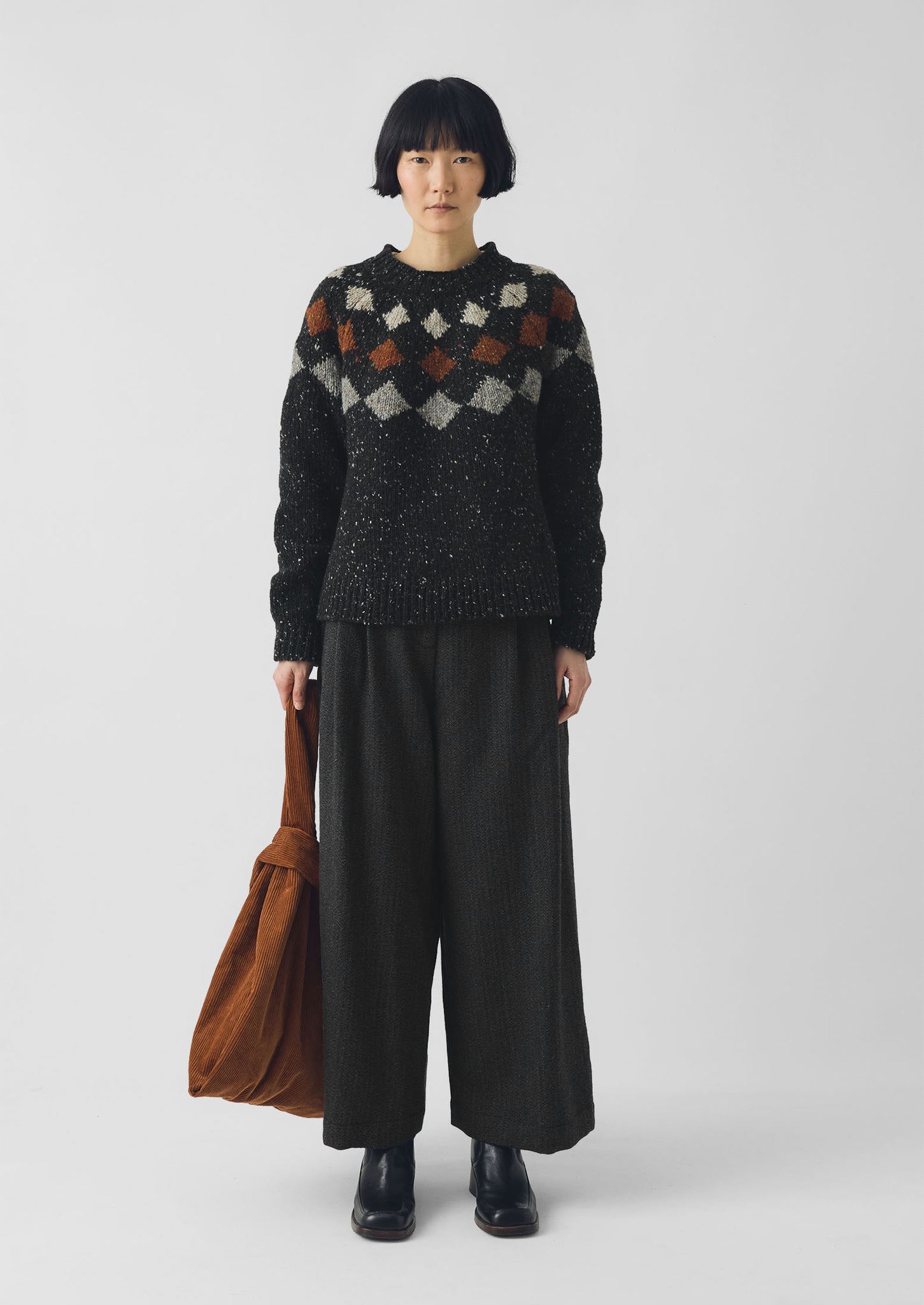 Donegal Diamond Yoke Sweater | Graphite Multi