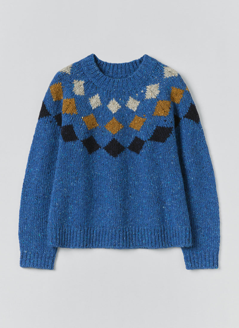 Donegal Diamond Yoke Sweater | Blue Multi