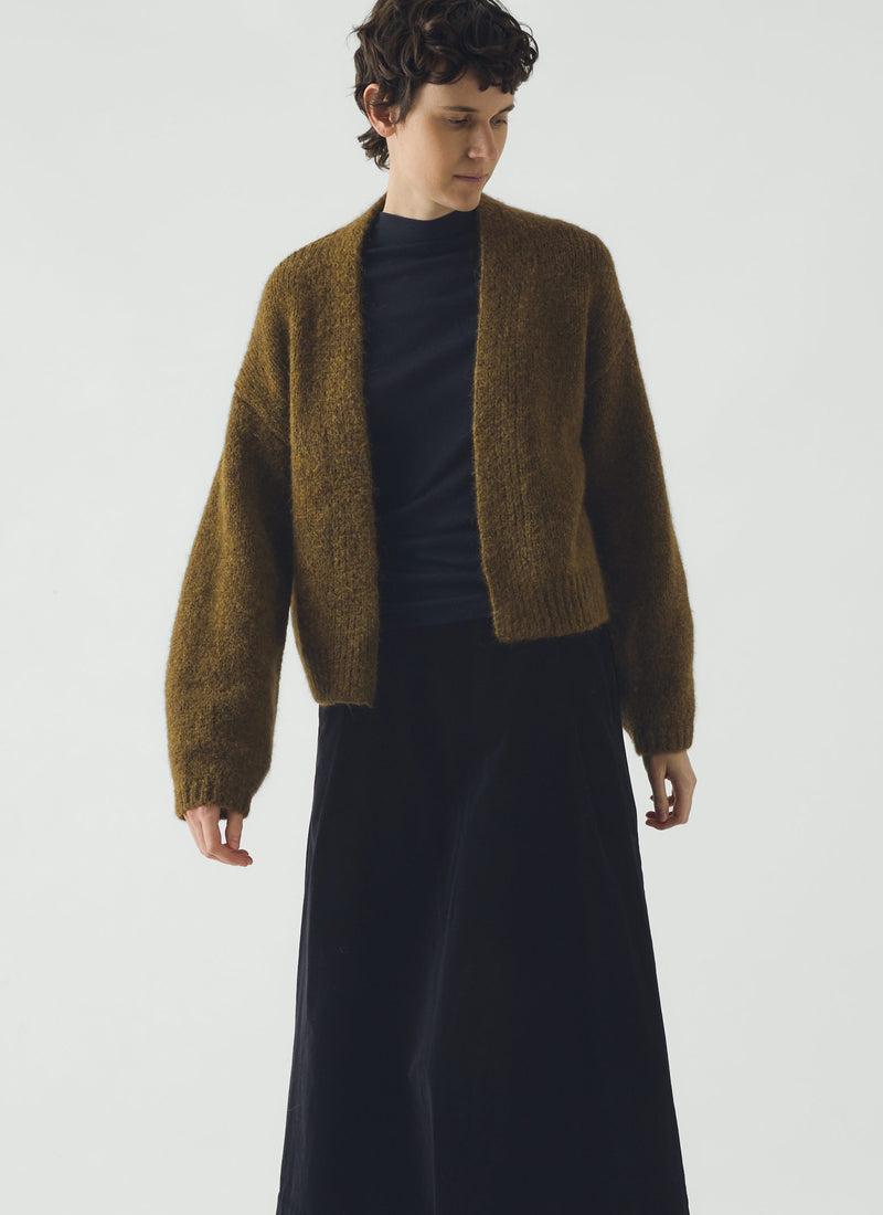 Lofty Alpaca Blend Cardigan | Olive Melange