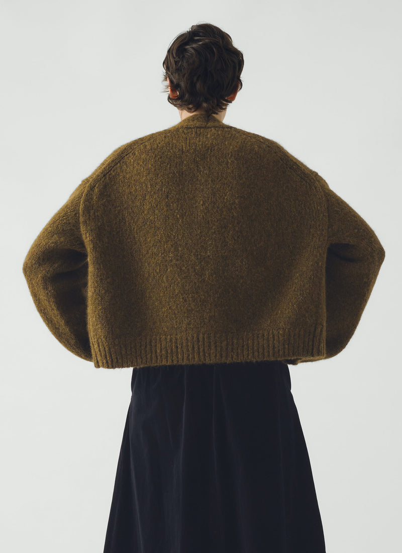 Lofty Alpaca Blend Cardigan | Olive Melange