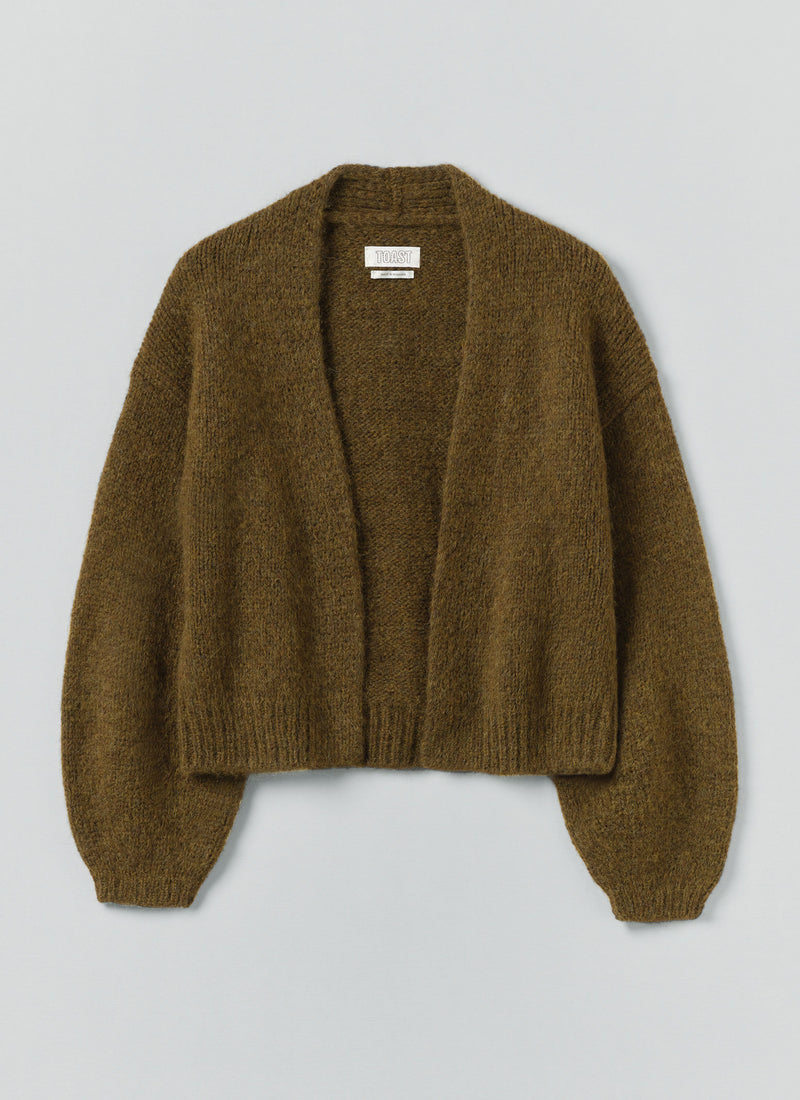 Lofty Alpaca Blend Cardigan | Olive Melange
