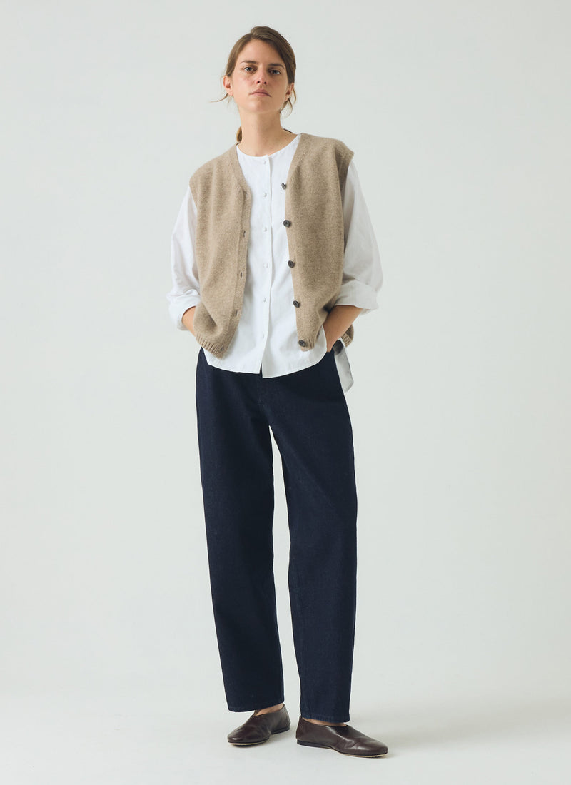 Wool Cashmere V Neck Tank | Stone Melange