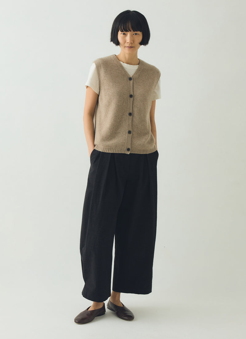 Wool Cashmere V Neck Tank | Stone Melange