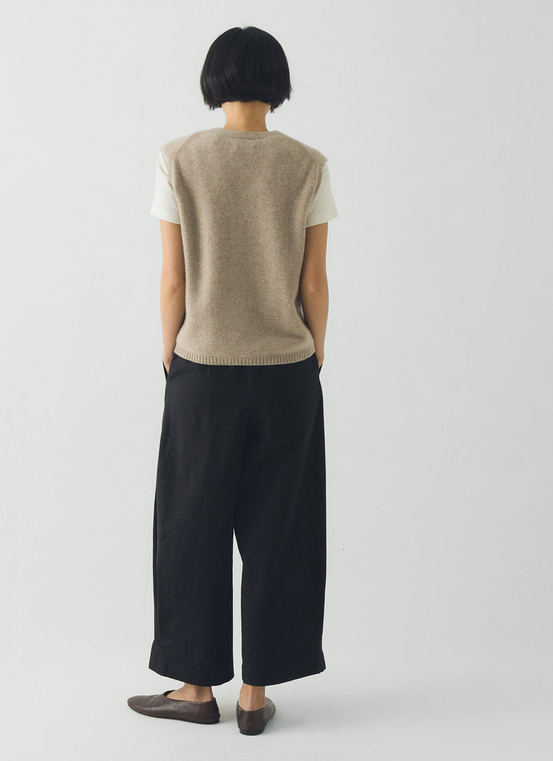 Wool Cashmere V Neck Tank | Stone Melange