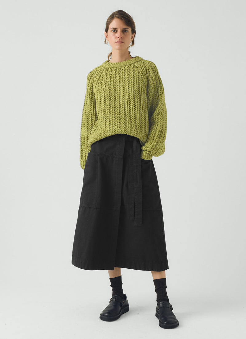 Racked Rib Wool Cotton Sweater | Apple