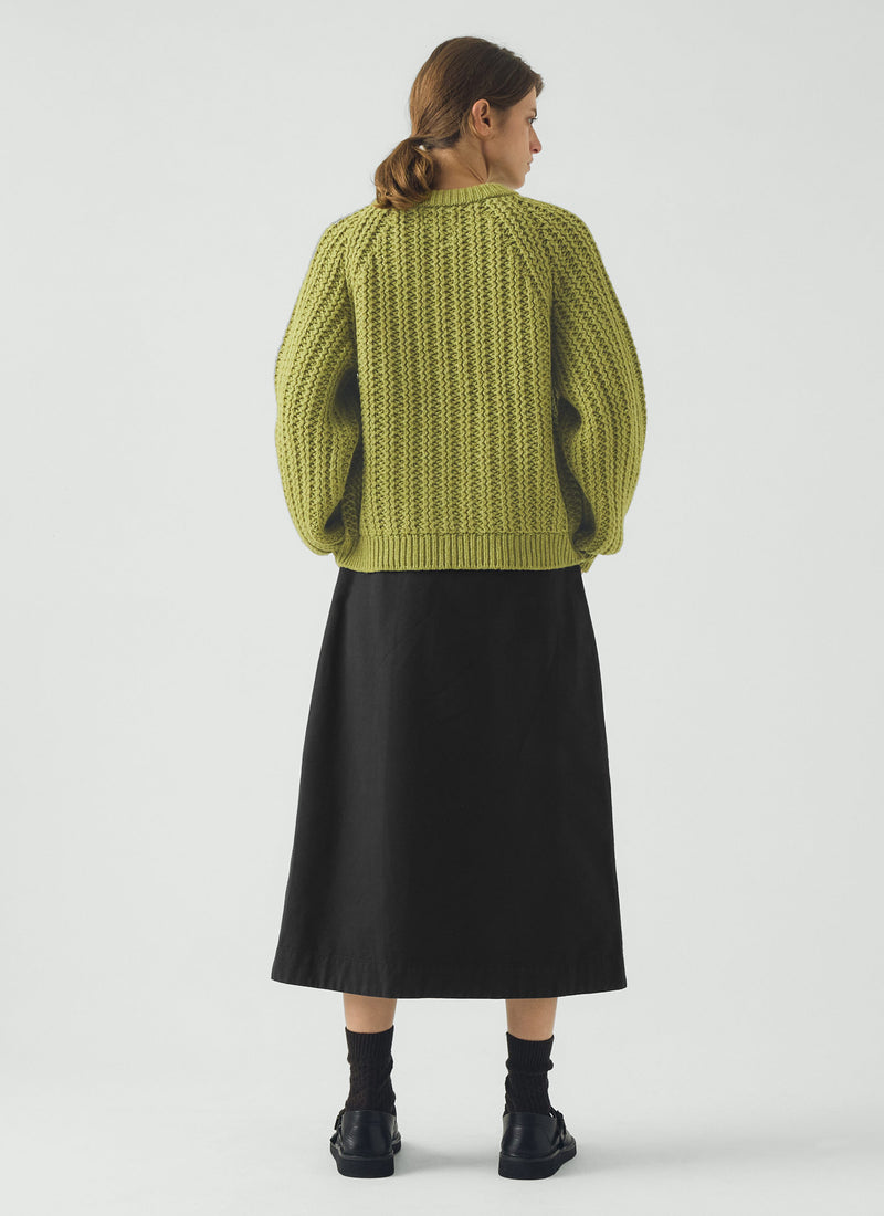 Racked Rib Wool Cotton Sweater | Apple