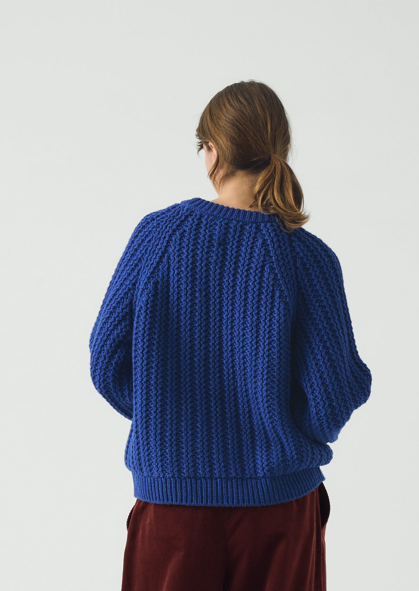 Racked Rib Wool Cotton Sweater | Cobalt