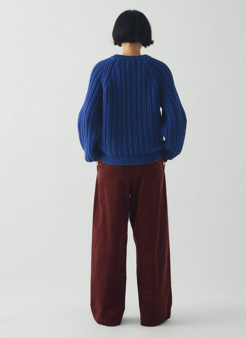 Racked Rib Wool Cotton Sweater | Cobalt