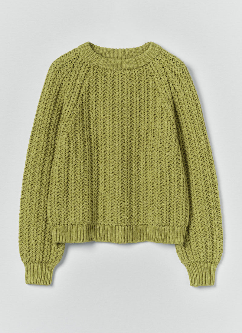 Racked Rib Wool Cotton Sweater | Apple