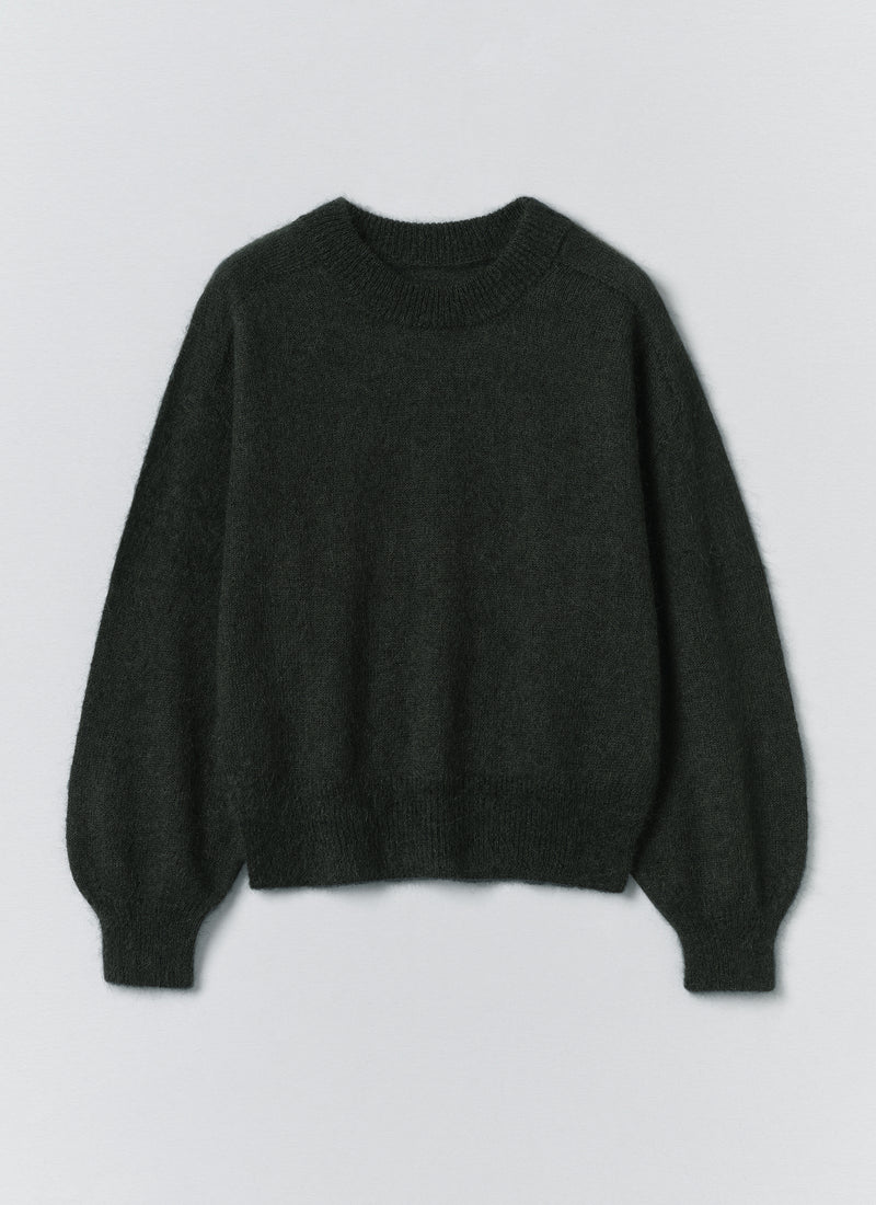 Fine Mohair Cotton Sweater | Forest Green